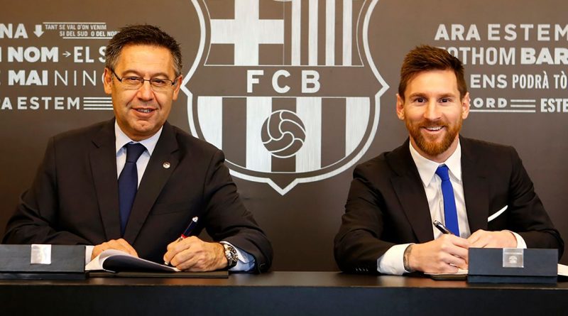 Lionel Messi and President of Barcelona